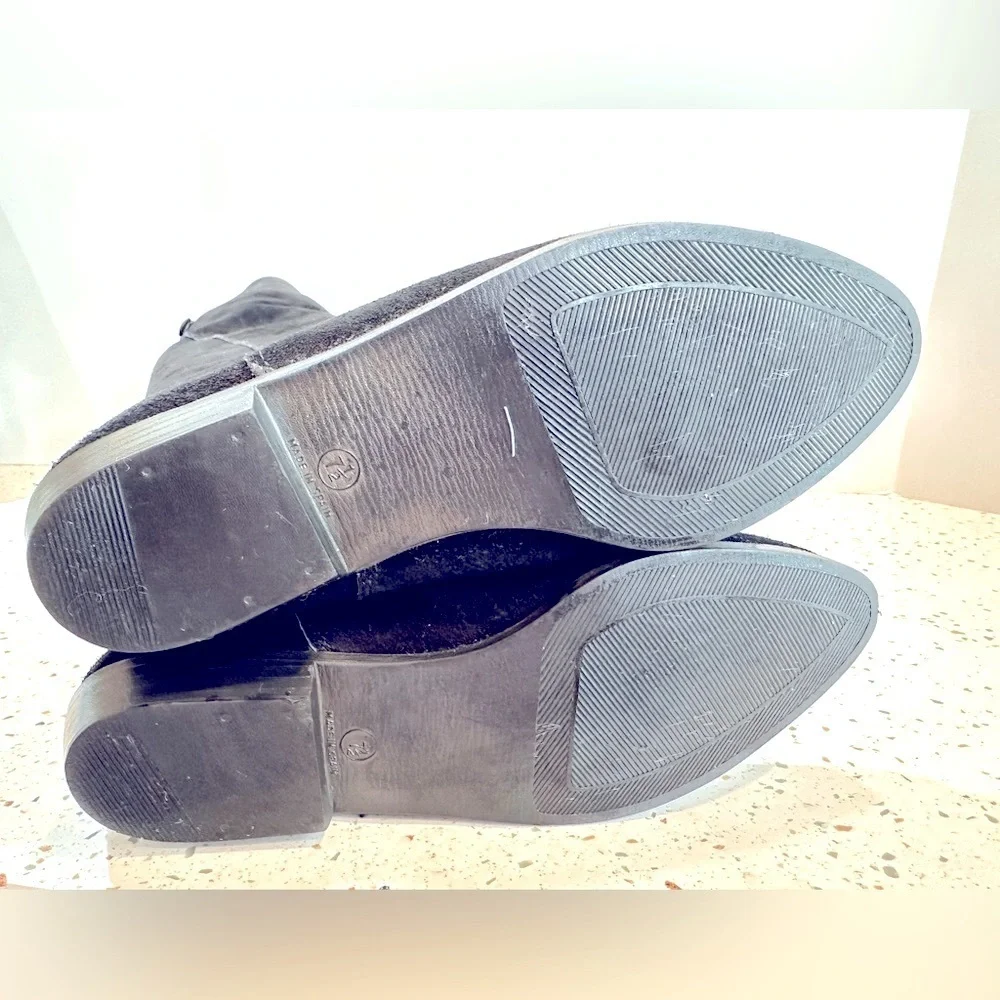 Over The Knee Black Suede Leather Boots Made in‎ Spain